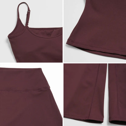 TIMEOFF Women'S 2 Piece Outfit, Square Neck Crop Cami & High Waist Wide Leg Pants Set, Soft 4-Way Stretch Fabric for Gym & Casual Loungewear, Women'S Clothes, Outfits