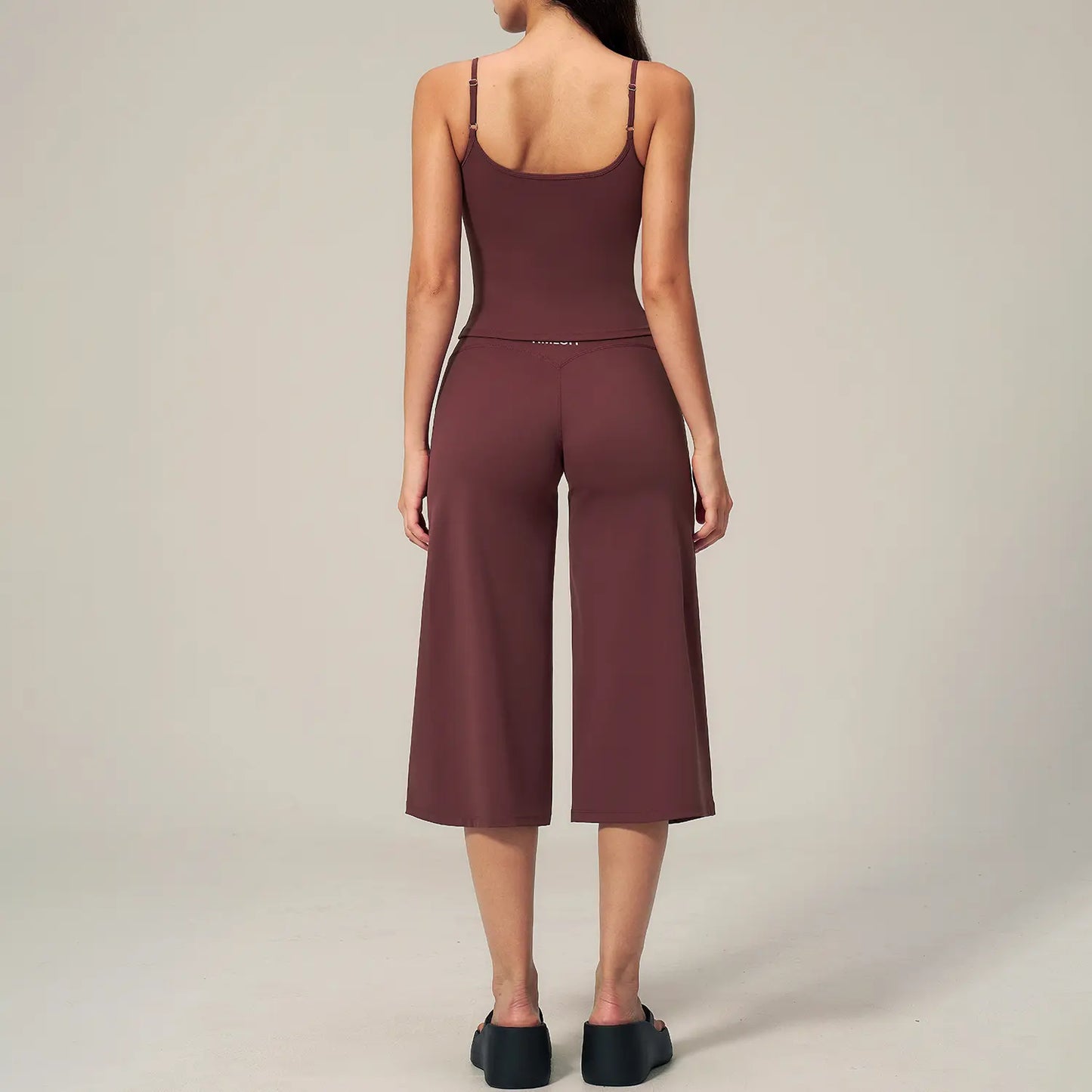 TIMEOFF Women'S 2 Piece Outfit, Square Neck Crop Cami & High Waist Wide Leg Pants Set, Soft 4-Way Stretch Fabric for Gym & Casual Loungewear, Women'S Clothes, Outfits
